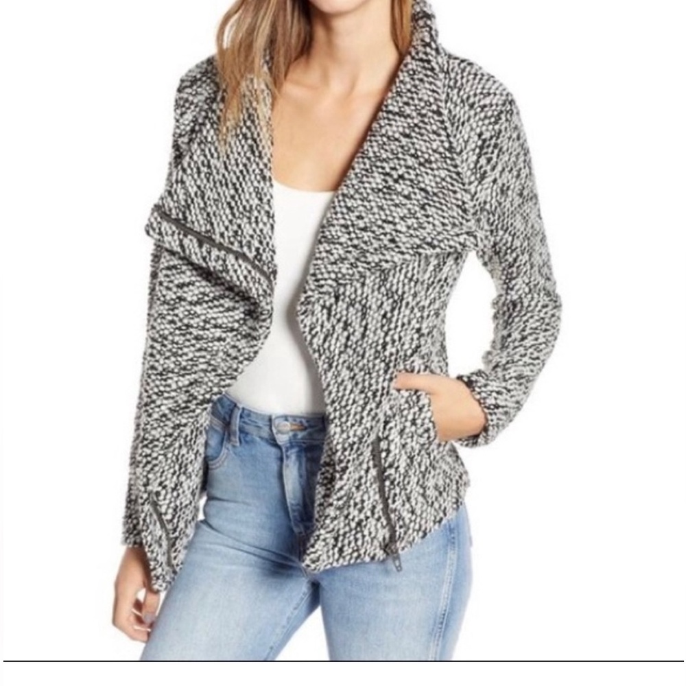 Blank NYC Bouclé textured moto jacket